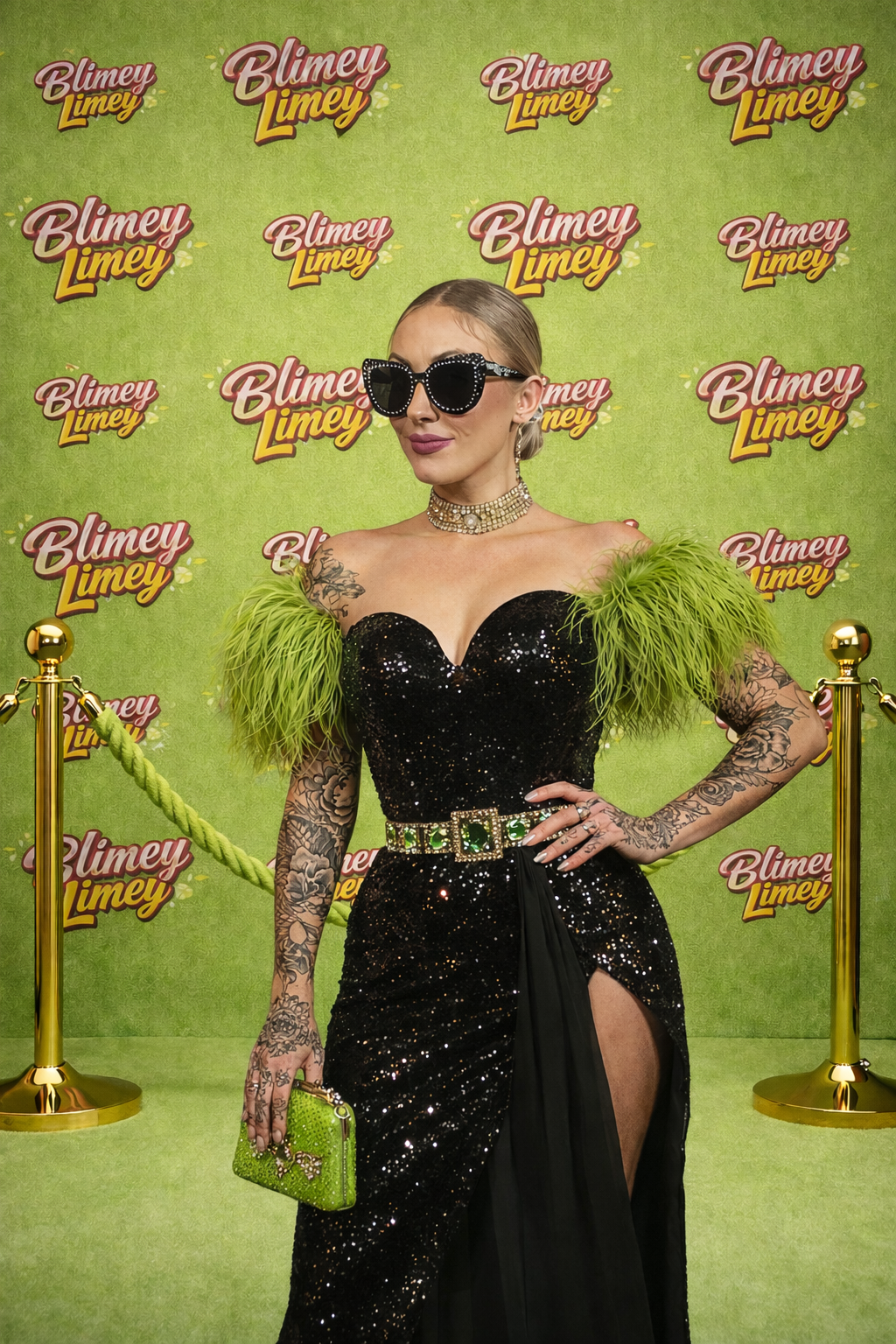 Clarissa on the Blimey Limey green carpet